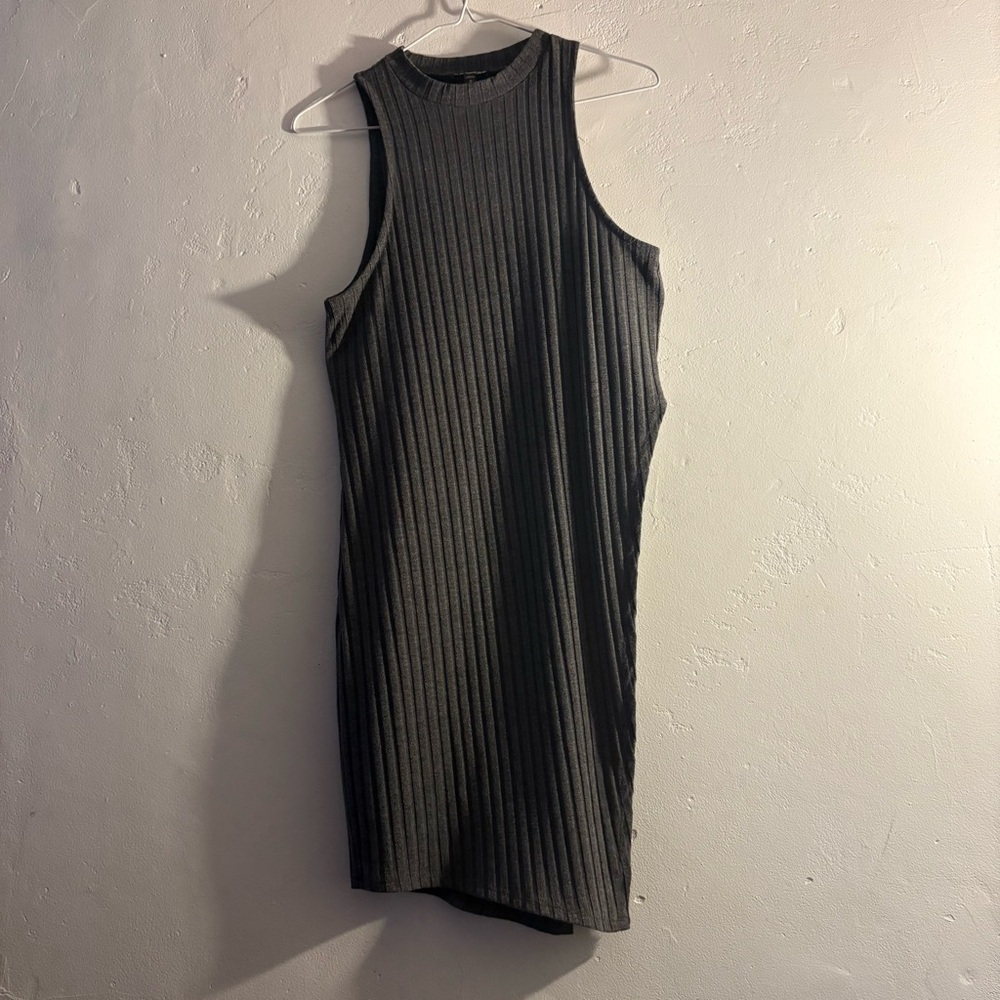 Express Charcoal High Leg Slit Asymmetrical Tank Dress Size Medium